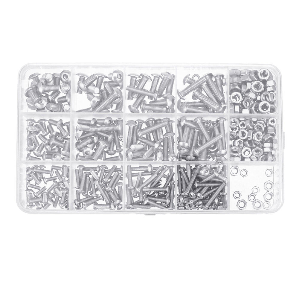 500PCS M3 M4 M5 304 Stainless Steel Hex Socket Head Cap Bolts Screw Nut Kit Set