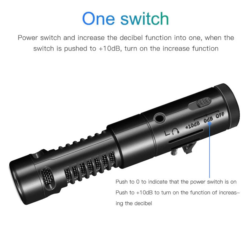 Condenser Microphone HD Recording Noise Reduction 3.5mm Mic for Camera Mobile Phone Vlogging Photography Interview Audio