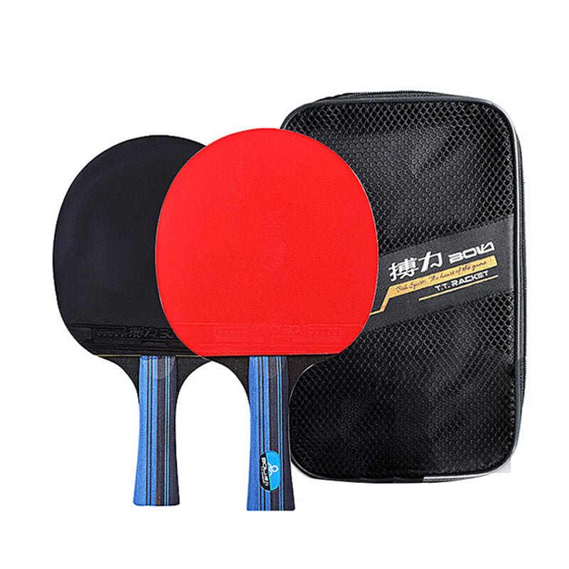 2PCS Long/Short Handle Table Tennis Racket 7-layer Pure Wood Professional Ping Pong Paddle With Storage Bag