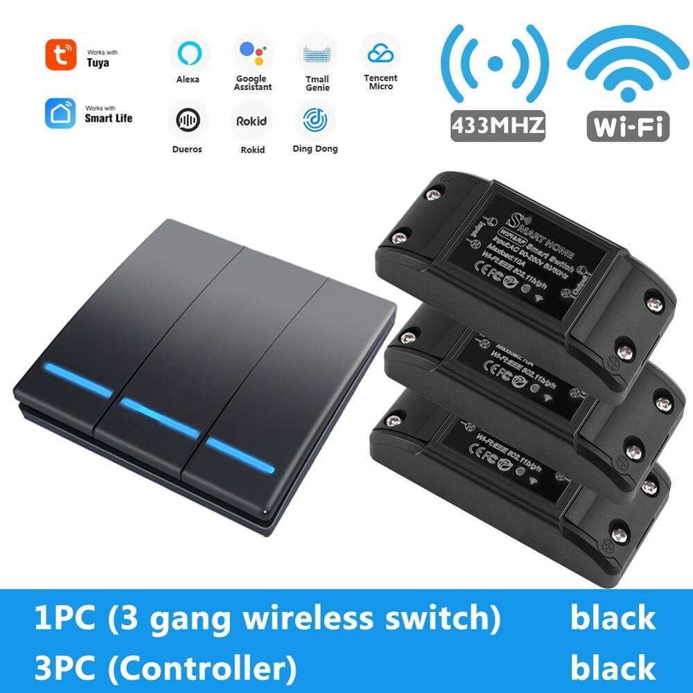 Smart Tuya WiFi Light Switch With RF 433Mhz Remote Control DIY Module Timer Works With Alexa Smart Home