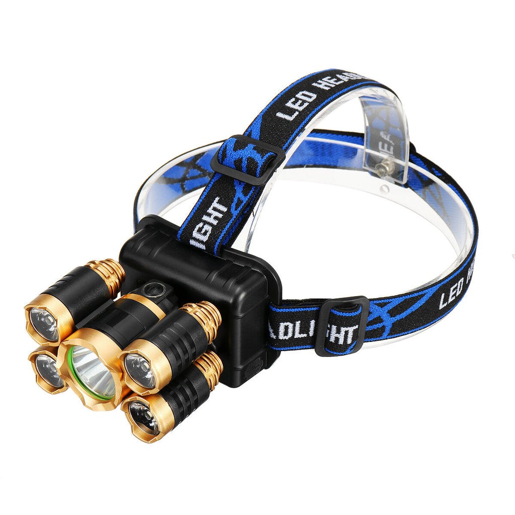 5 LEDs Ultra Bright 90 Rotatable LED Headlight Long Shoot Head Lamp For Hunting Fishing Camping Worker