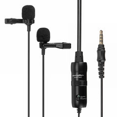 Dual Head Collar Clip Micrphone Interview Record Lecture Short Video 3.5mm