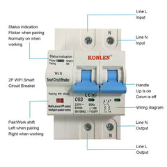 WIFI Smart 2P 63A 220V Circuit Breaker Electrical Energy Meter Power Air Switch Timer Works with Google Alexa