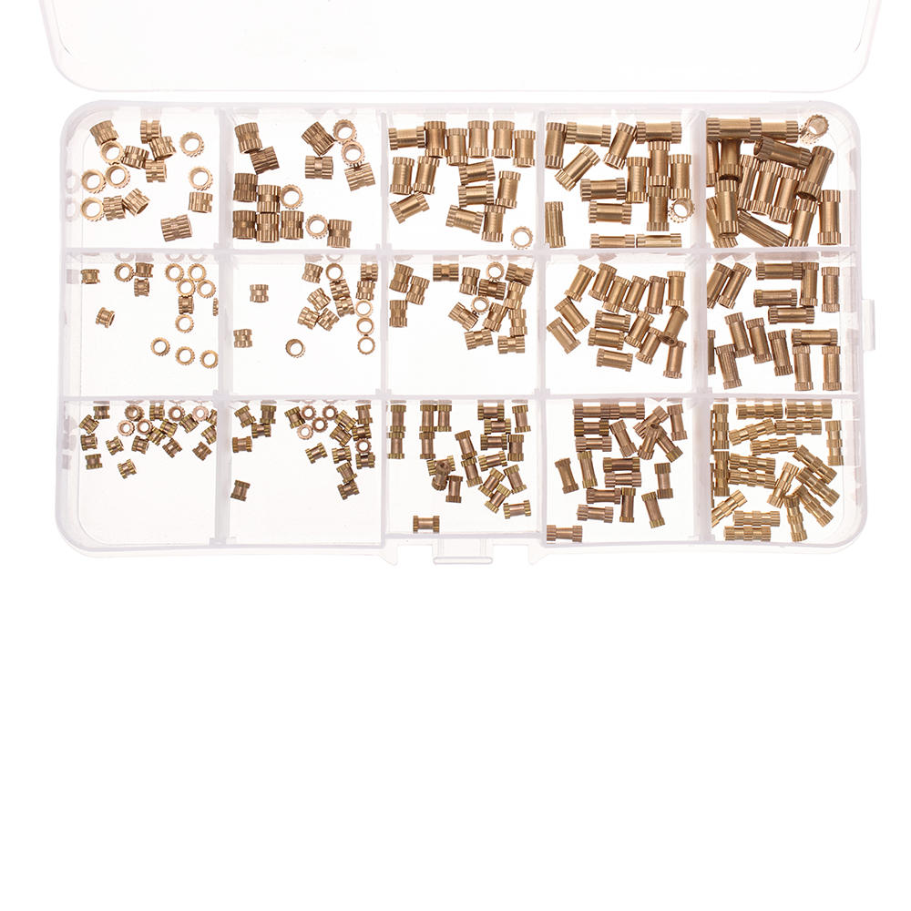 250pcs M2/M3/M4 Metric Threaded Brass Knurl Round Insert Nut Assortment Set