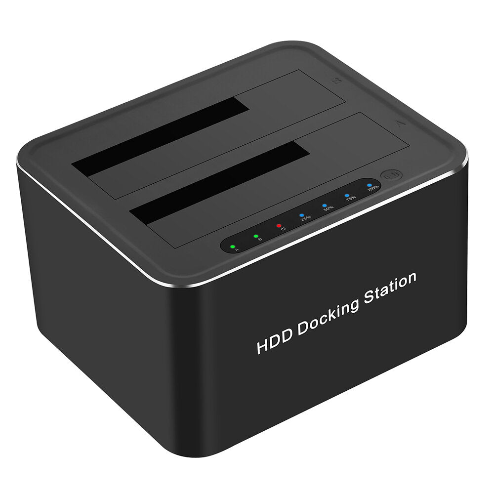 USB 3.0 to SATA Hard Drive Docking Station Off-Line Clone Function 5Gbps 32TB Dual Bay for 2.5"/3.5" HDD/SSD Hard Drive W-2P01