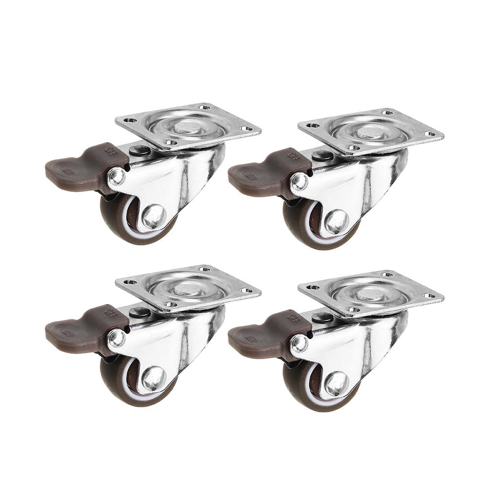 4pcs 1 Inch TPE Mute Lightweight Universal Wheels with Brake Caster for Furniture