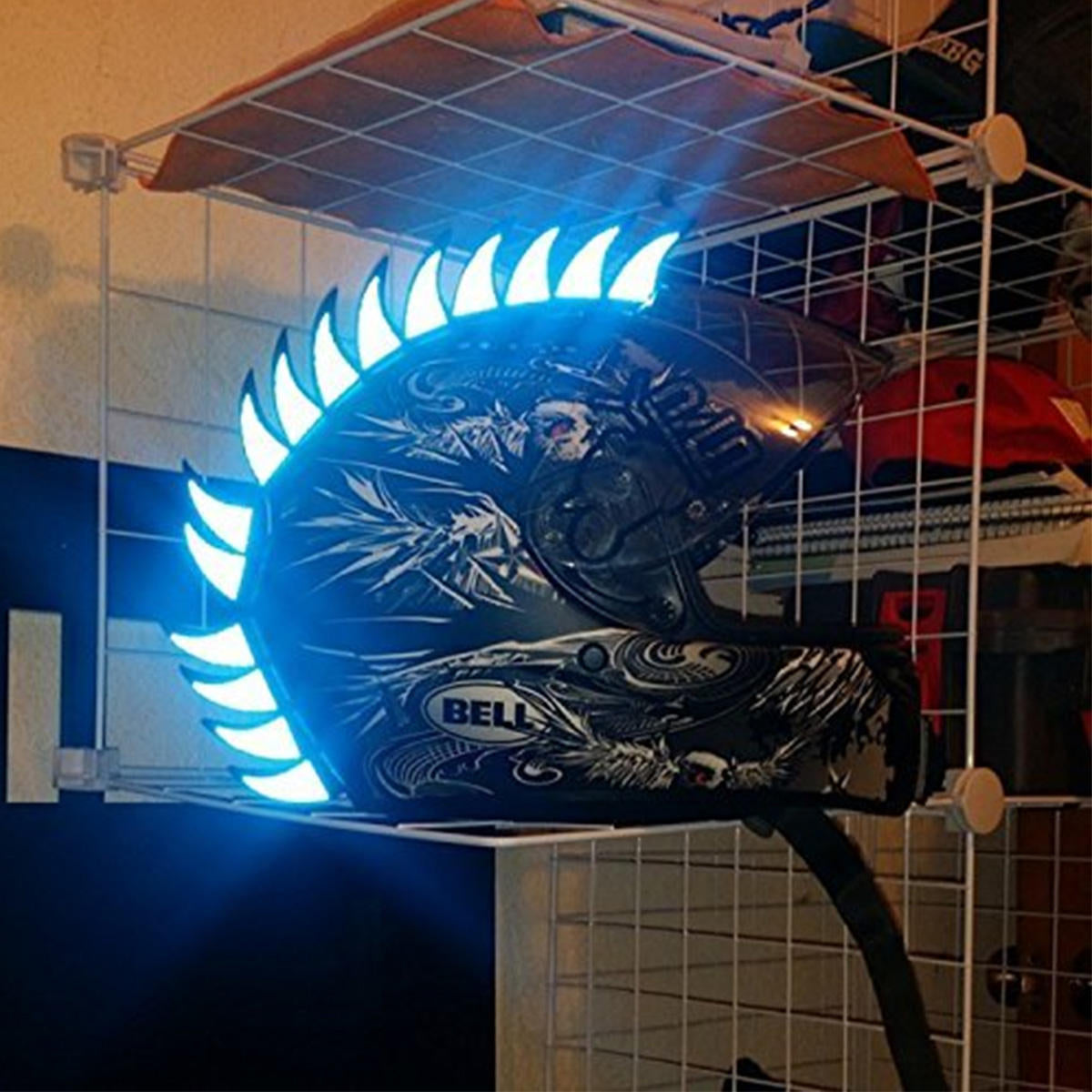 22 Blades Mohawk Warhawk Spikes Saw Reflective Sticker Decals For Rubber Helmet Motorcycle Bike