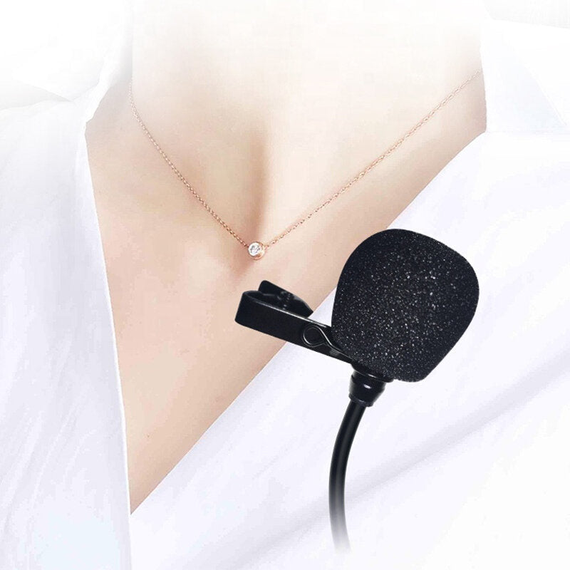 Wireless Lavalier Microphone Mini Portable Lapel Collar Clip-on Mic with Receiver Transmitter for Live Interview DSLR