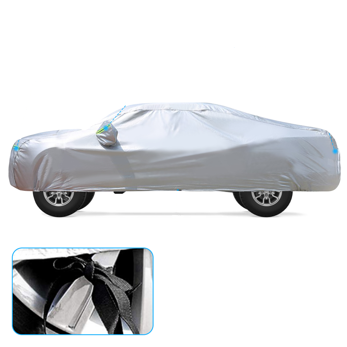 Pickup Truck Full Covers 190T Painted Silver with Windproof Straps Sun UV Snow Dust Resistant Protection Indoor Outdoor