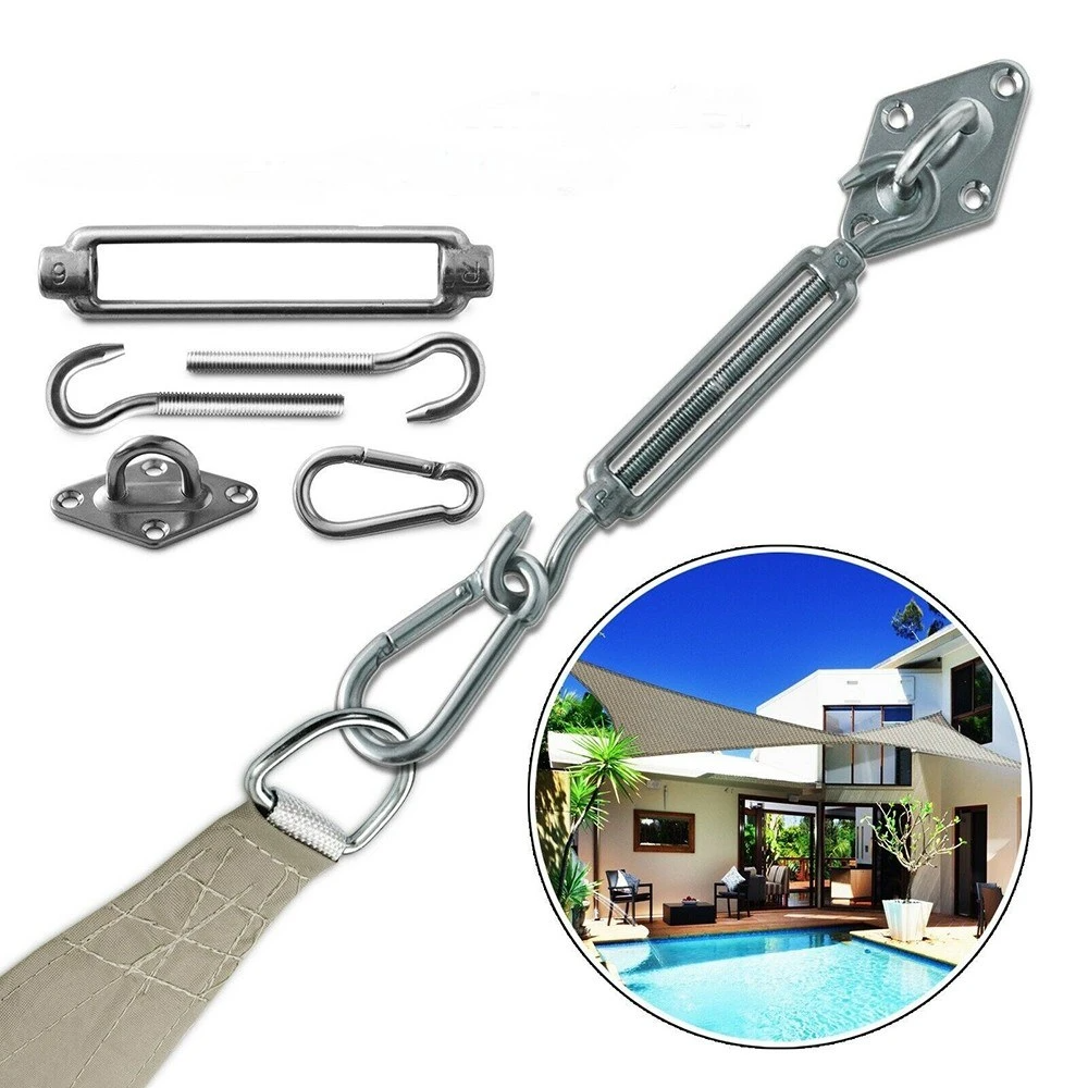 6Pcs/Set Sun Shade Sail Stainless Steel Hardware Installation Kit