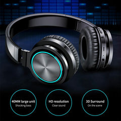 Foldable Bluetooth 5.0 Headphone RGB Light Strong Bass Volume Control Headset With Mic for Mobile Phones
