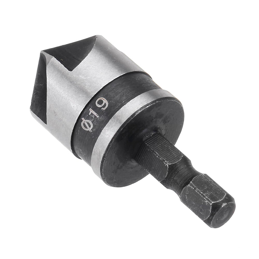 3pcs/Set 5 Flutes 90 Dgree Chamfer Cutter 1/4" Shank 12/16/19mm Countersink Drill Bit Kit