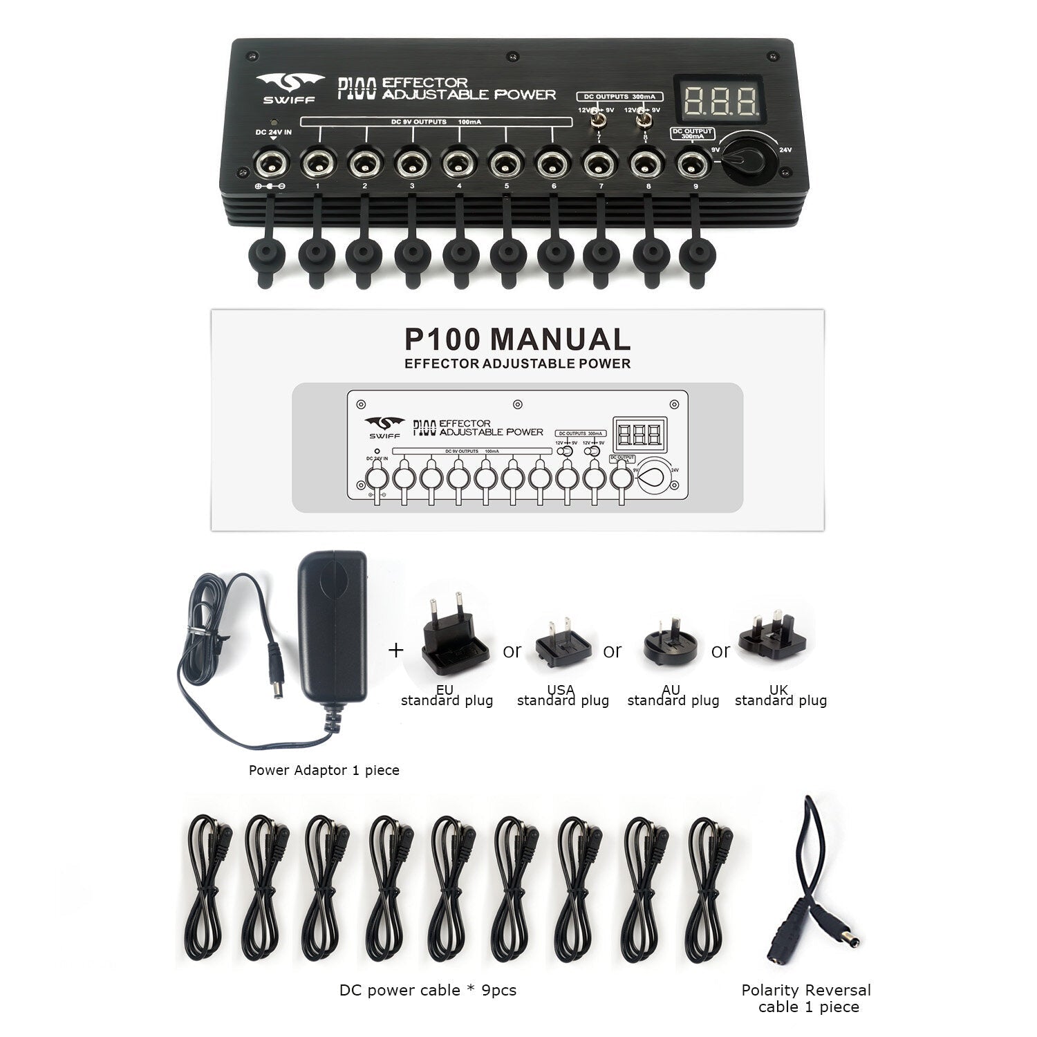 Electric Guitar Ultra-thin Effect Device Voltage Adjustable Power Supply
