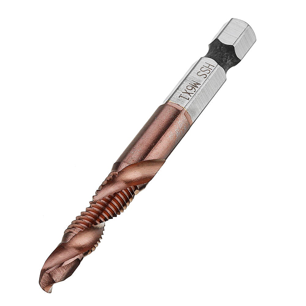 6pcs M3-M10 Combination Drill Tap Bit Set HSS 6542 AlTiN Coated Deburr Countersink Bits