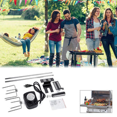 Outdoor Automatic Eletric BBQ Grill Rotisserie Motor Stainless Steel Barbecue Rack Rotating Fork Kits Machine