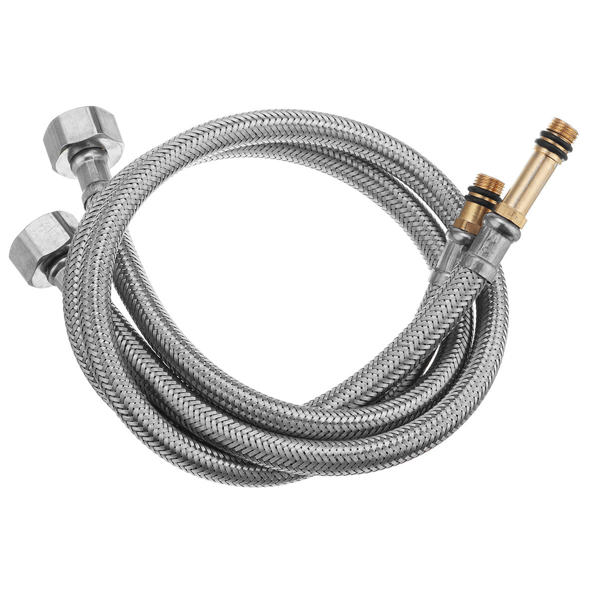 304 Stretching Faucet Double Inlet Pipe Two Outlet Methods Thin Head Silver