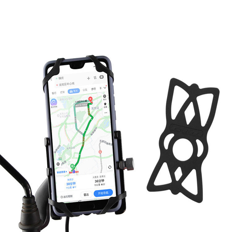 USB 12V-48V 360 Rotatable Anti-Slip Universal Bicycle Phone Holder Motorcycle Electric Bike Handlebar Mount Bracket Clip Stand For 55mm-100mm Phone
