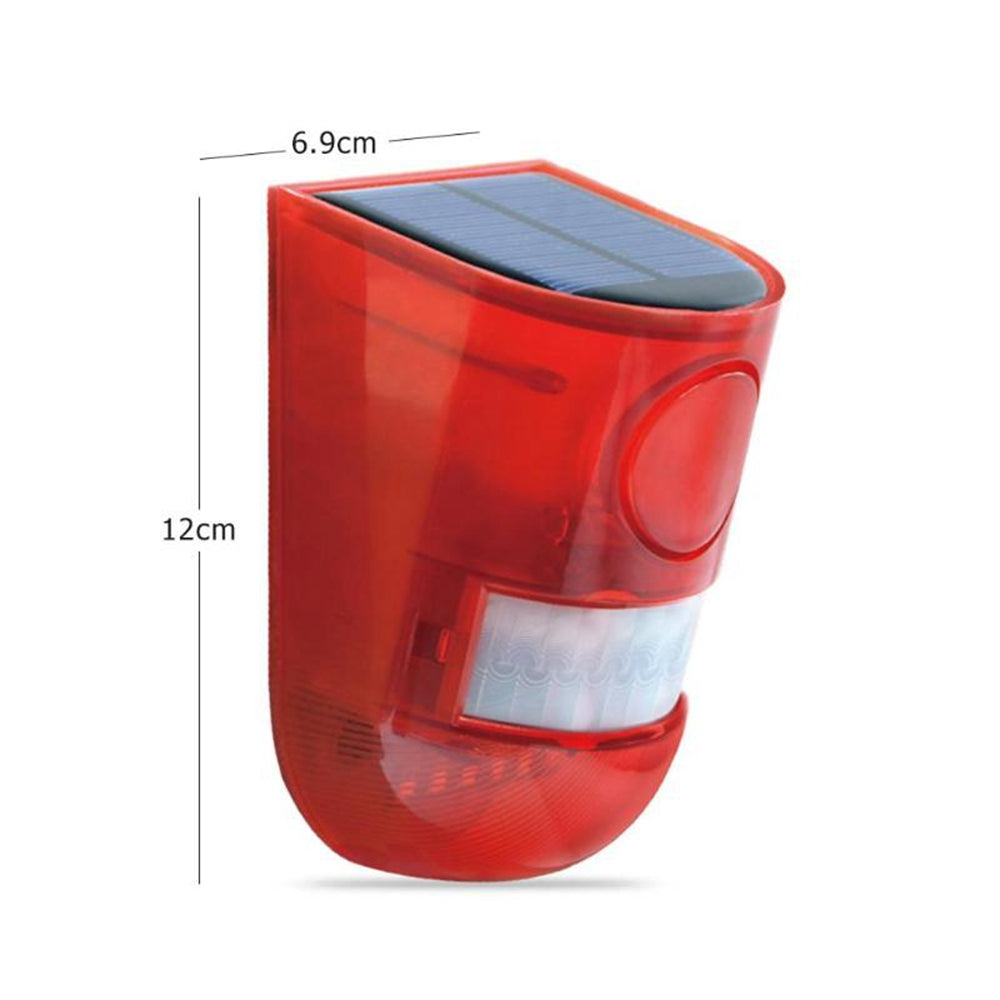 6 LED Solar Alarm Red Lamp Motion Sensor Warning Sound Light Waterproof for Garden Factory Warehouses