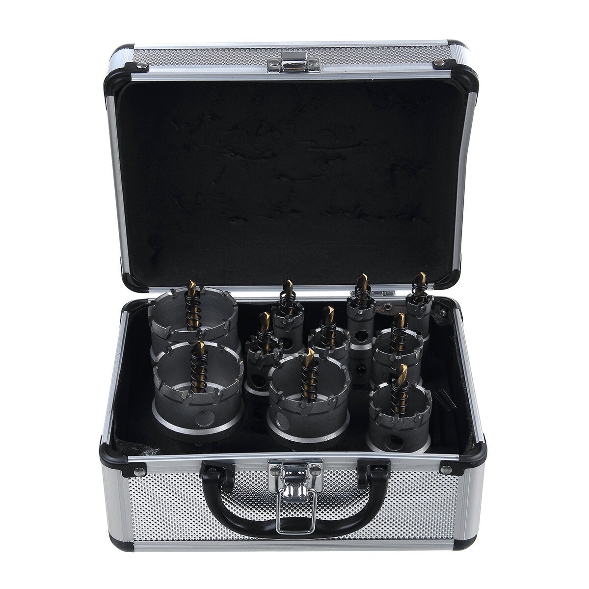 10Pcs 16-53mm Carbide Tip TCT Drill Bit Hole Saw Cutter Kit Stainless Steel Hexagon Wrench With Storage Box