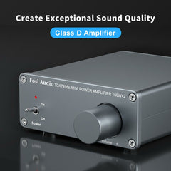 2 Channel Stereo Amplifier Mini Hi-Fi Class D Integrated Amp for Passive Speakers 160W x + 24V Power Supply