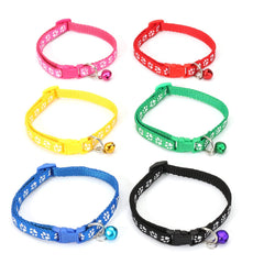 12PCS/Lot Mulit-color Dog Collars Pet Cat Nylon Collar Bell Necklace Buckle