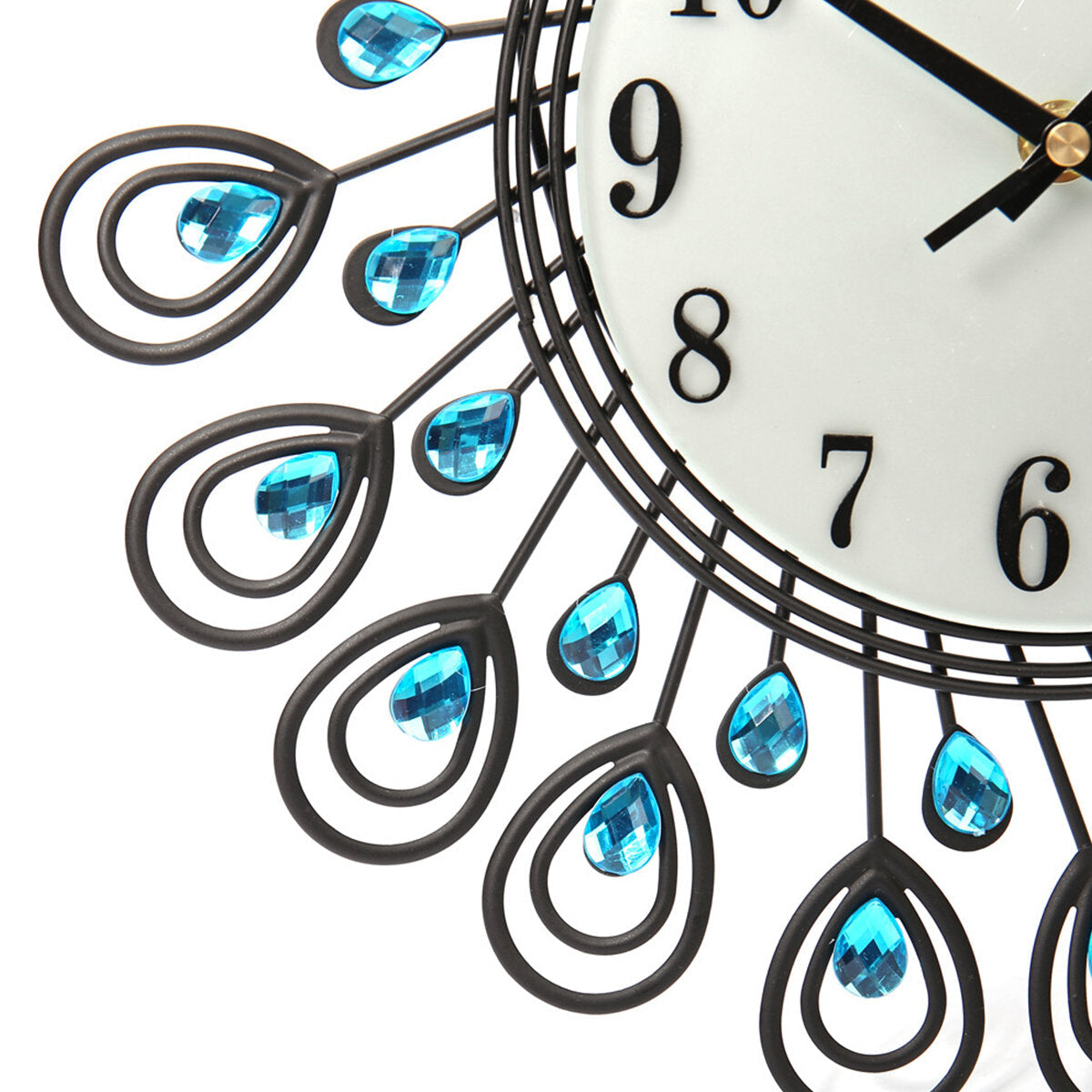 37cm European Style Peacock Shape Luxury Digital Metal Wall Clock