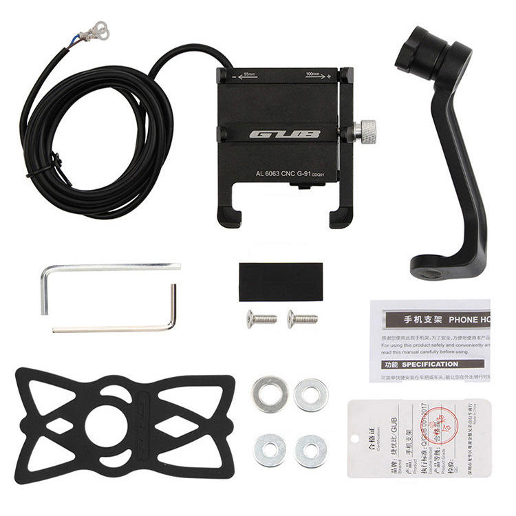 USB 12V-48V 360 Rotatable Anti-Slip Universal Bicycle Phone Holder Motorcycle Electric Bike Handlebar Mount Bracket Clip Stand For 55mm-100mm Phone