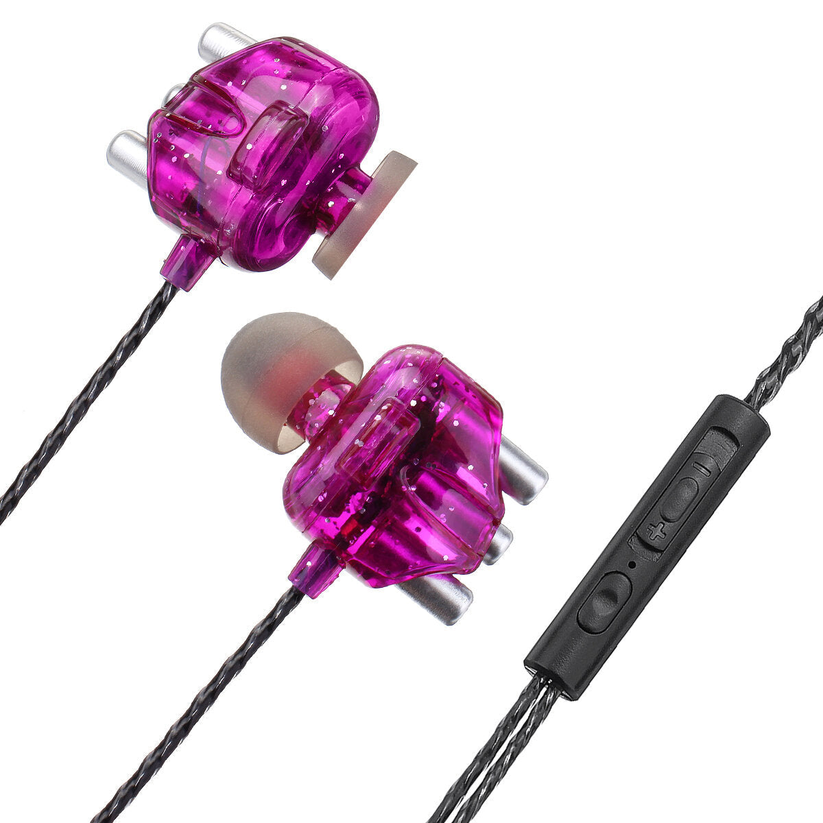 Wired Headphones Dual Dynamic 4 Speakers In-Ear Headset Noise Reduction HD Call Wired-Control Earphones with Mic