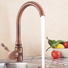Red Copper Antique Kitchen Basin Sink Faucet Hot&Cold Water Mixer Tap