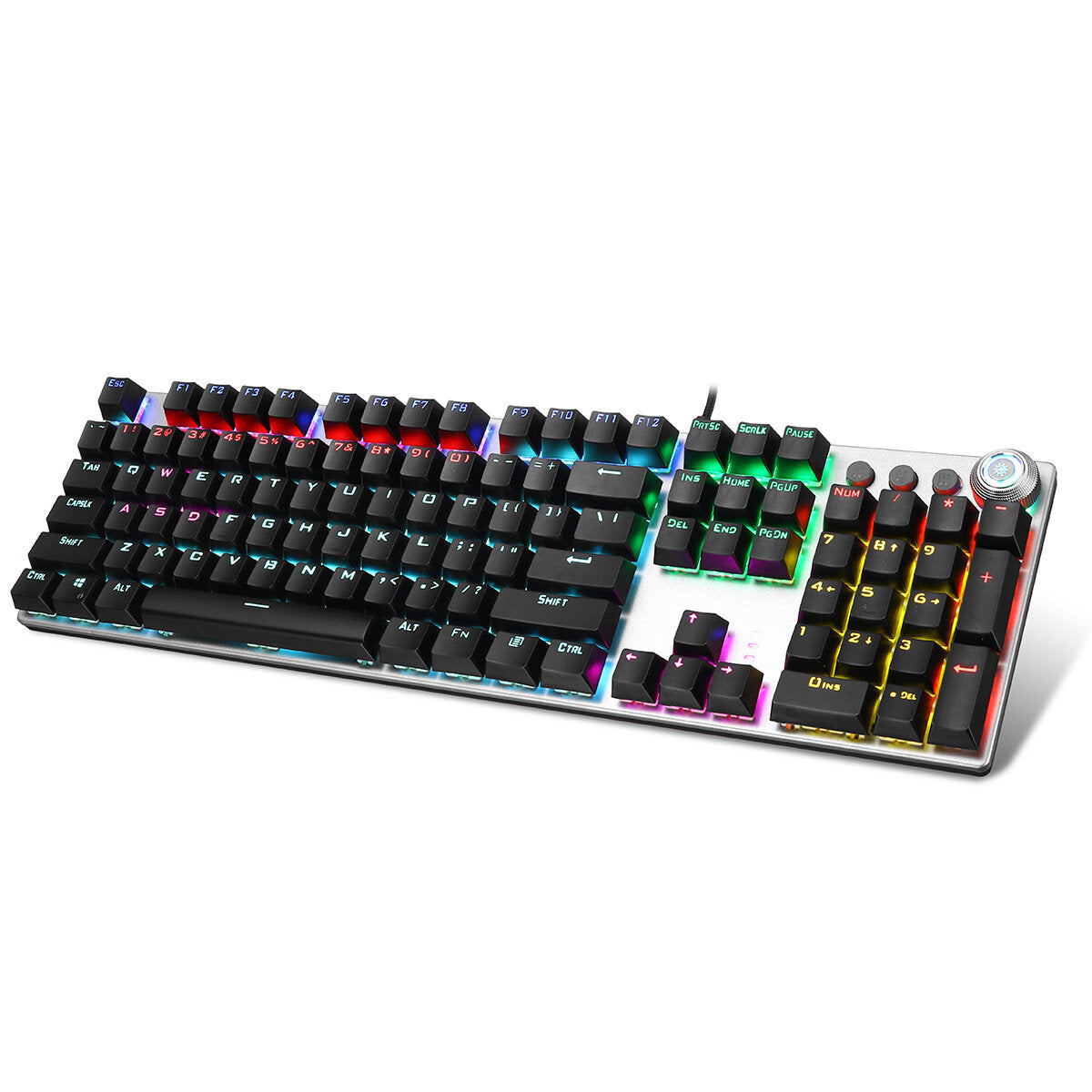 104 Keys Mechanical Keyboard RGB Backlit Punk E-sports Gaming Keyboard Absorbable Hand Rest