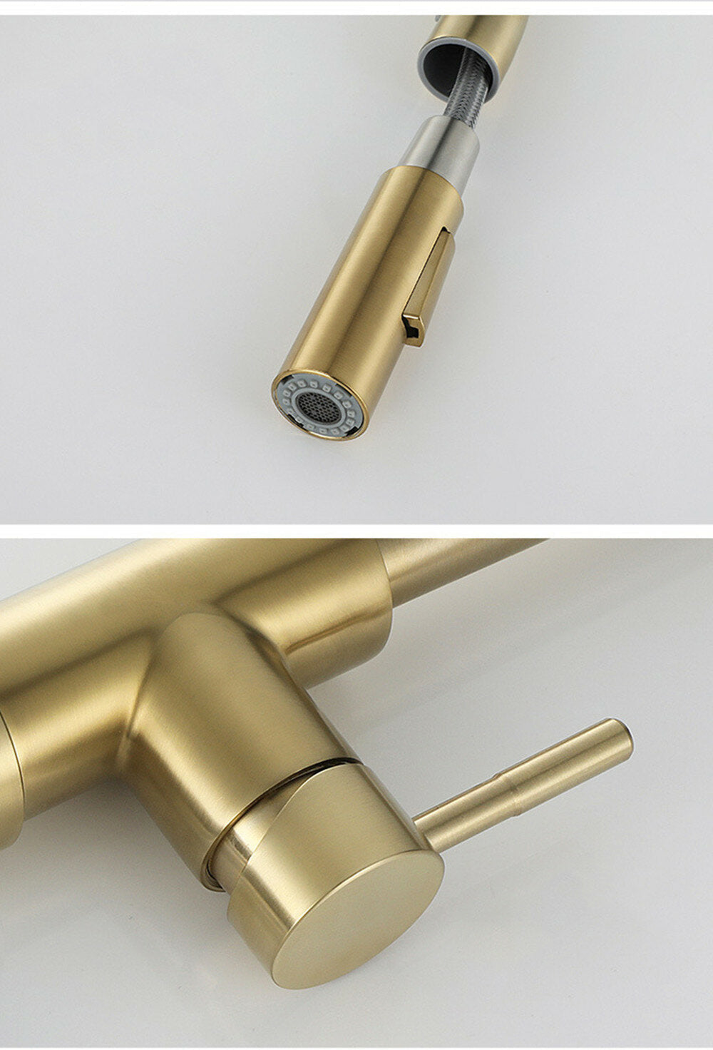 Brushed Gold Stainless Steel Kitchen Sink Faucets Mixer 360 Rotation Smart Touch Sensor Pull Out Hot Cold Water Tap Crane