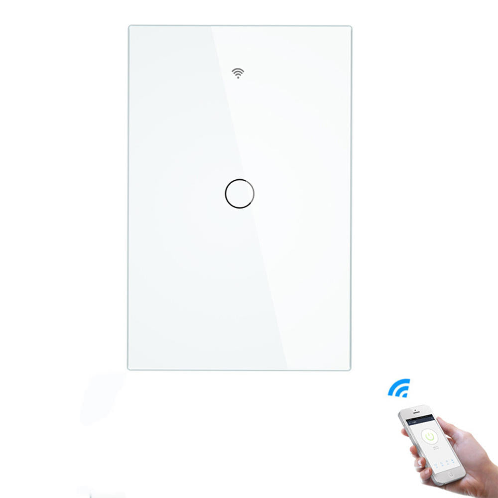 Smart Home Wall Touch Switch 1/2/3 Gang US Type Neutral Line Tempered Glass APP Remote Controller Work with Amazon Alexa 10A RF433+WIFI