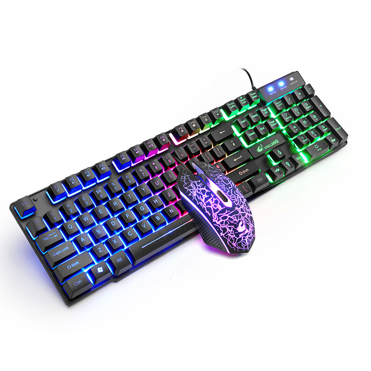 Wired Keyboard & Mouse Set 104 Keys RGB Backlight Mechanical Feeling Gaming Keyboard 2400DPI Ergonomic Home Office Mouse for Laptop Computer PC