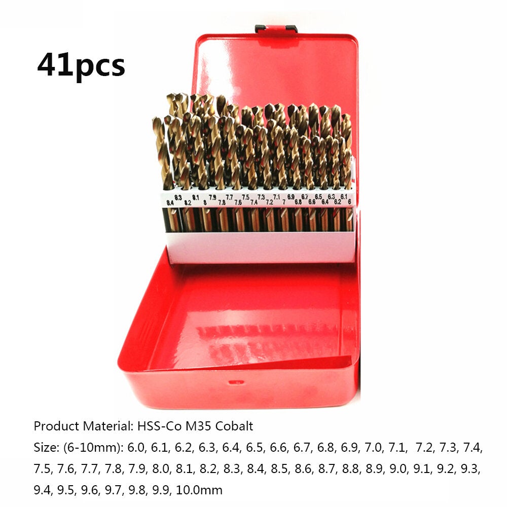 51Pcs 1-6mm M35 Cobalt Drill Bit Set HSS-Co Length Twist Drill Bits with Metal Case for Stainless Steel Wood Metal Drilling