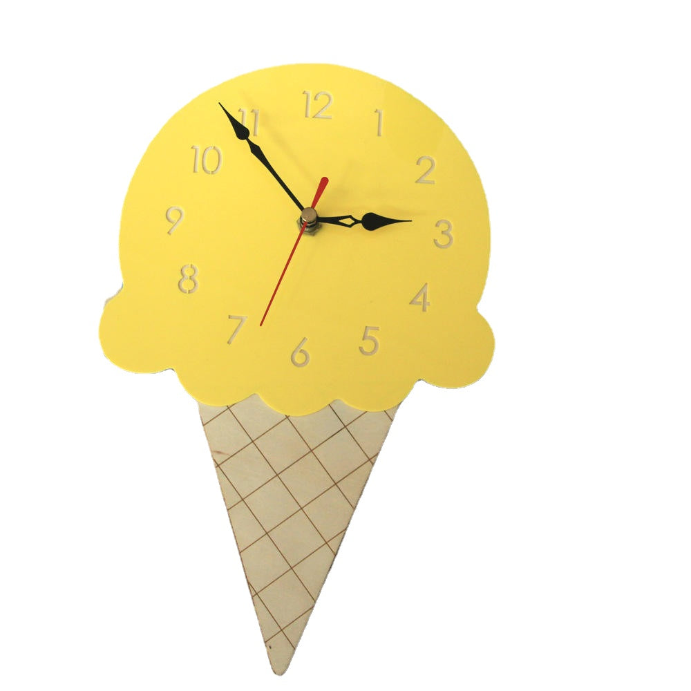 Home Cartoon Creative Wall Clock Living Room Acrylic Ice Cream Children's Clock
