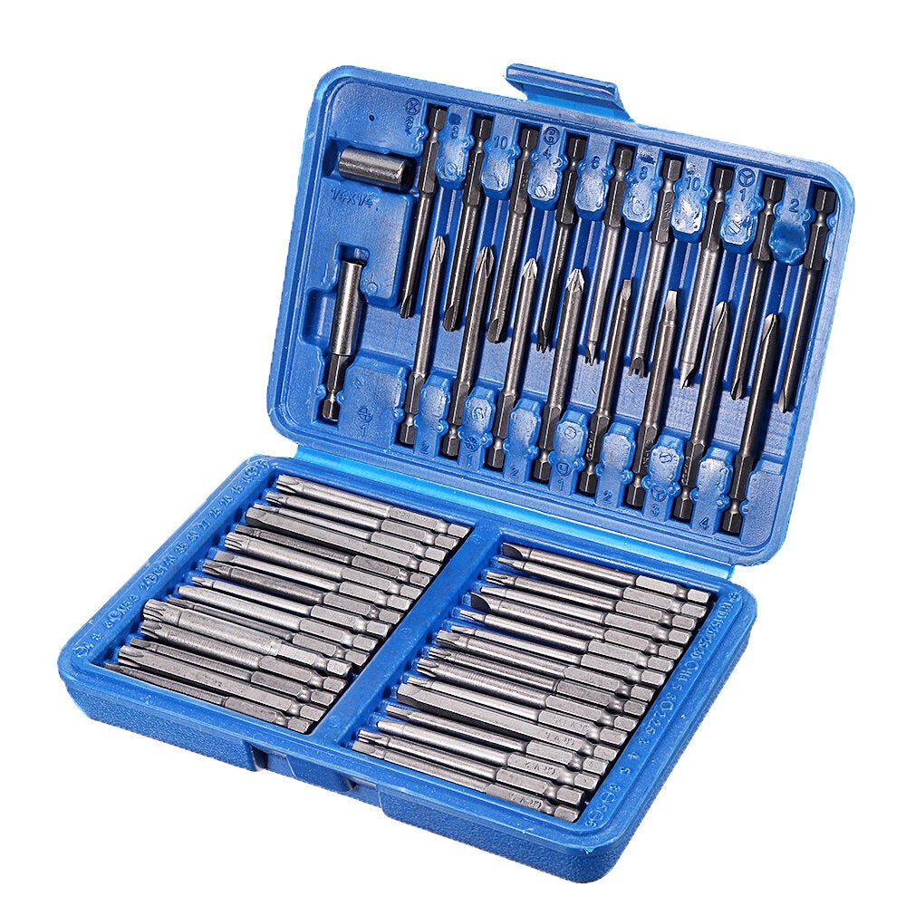 Long Section 50Pcs 1/4 Inch Hex Screwdriver Bit Repair Tools Kit Screw Head Chrome Vanadium Steel Extra Bit Set