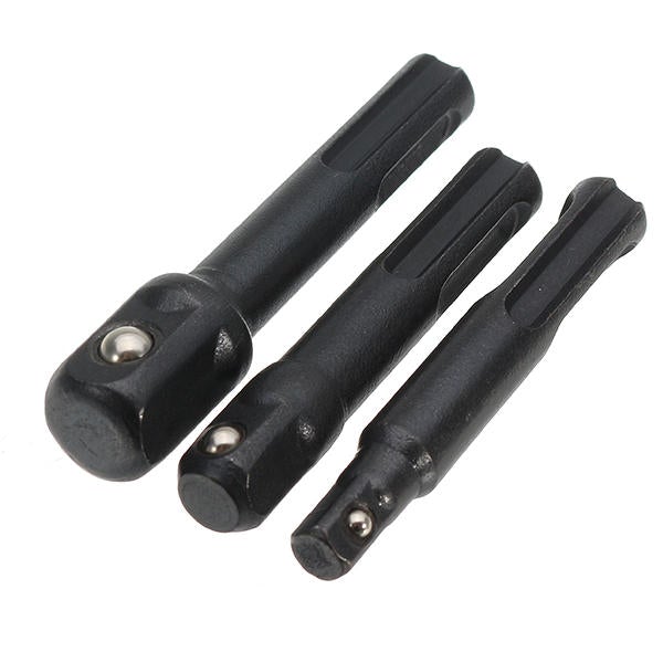 3Pcs Socket Impact Driver Adapter SDS Plus Shank 1/4 3/8 1/2 Inch Power Extension Drill Bit Bar