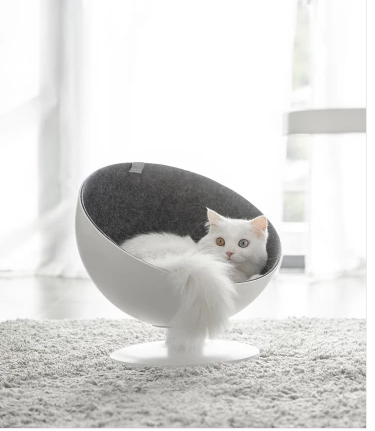 Cat Fiber Spinning Pet Nests White Minimalist Interactive Pet Bed