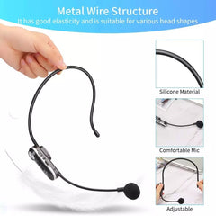 Wireless Microphone Headset 50M UHF Mic System for Voice Amplifier Stage Speakers Teacher Tour Guides