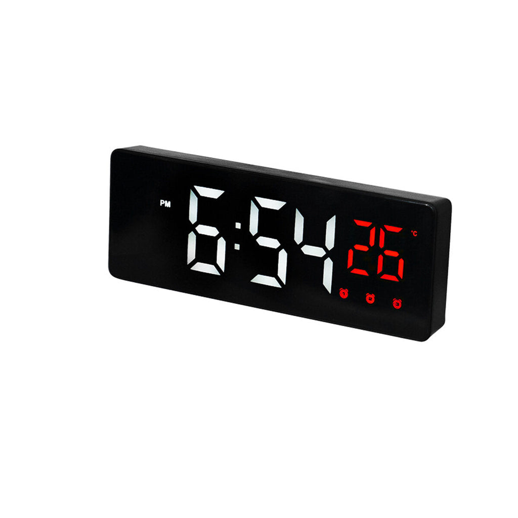 Mirror Alarm Clock LED Digital Voice Control Snooze Time Temperature Display Alarm Clock