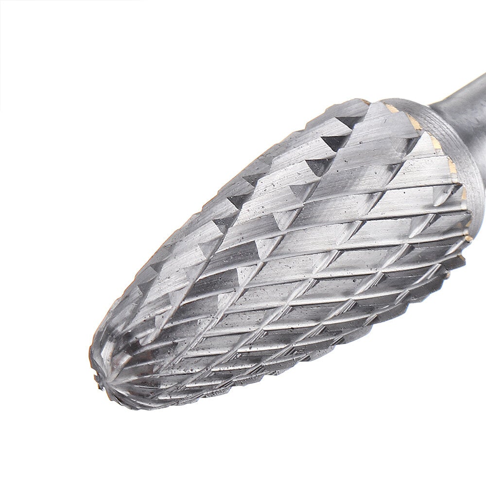 5Pcs 6x12mm Carbide Burr Set with 6mm Shank Double Cut Solid Carbide Rotary Burr Set for Die Grinder Drill Metal Wood Carving Engraving
