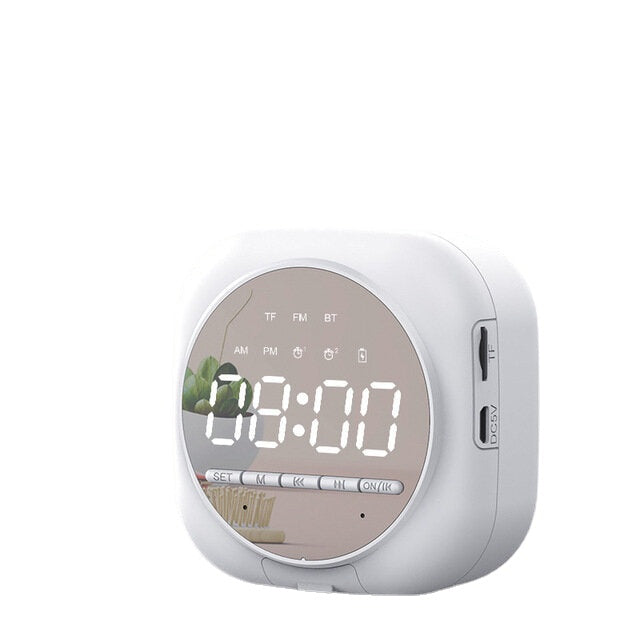 Wireless USB Bluetooth 5.0 LED Mirror Alarm Speaker TF FM Radio Home Decoran Clock