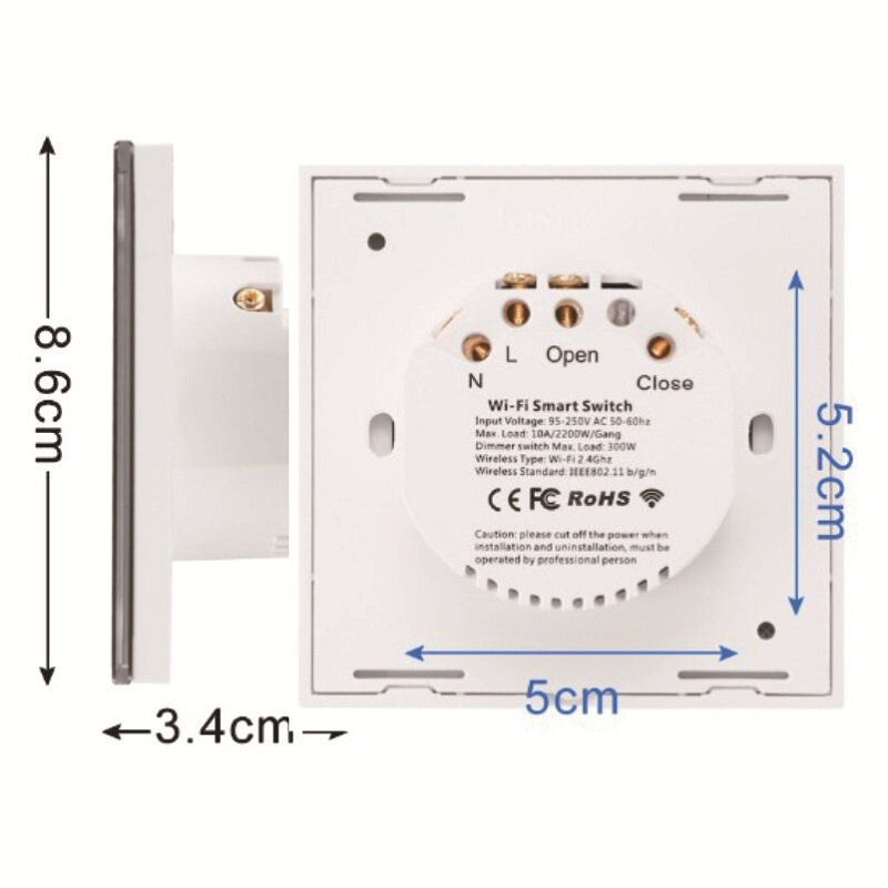 Smart WIFI Touch Wall Switch Panel EU Standard Remote Control Works with Amazon Alexa Google Home