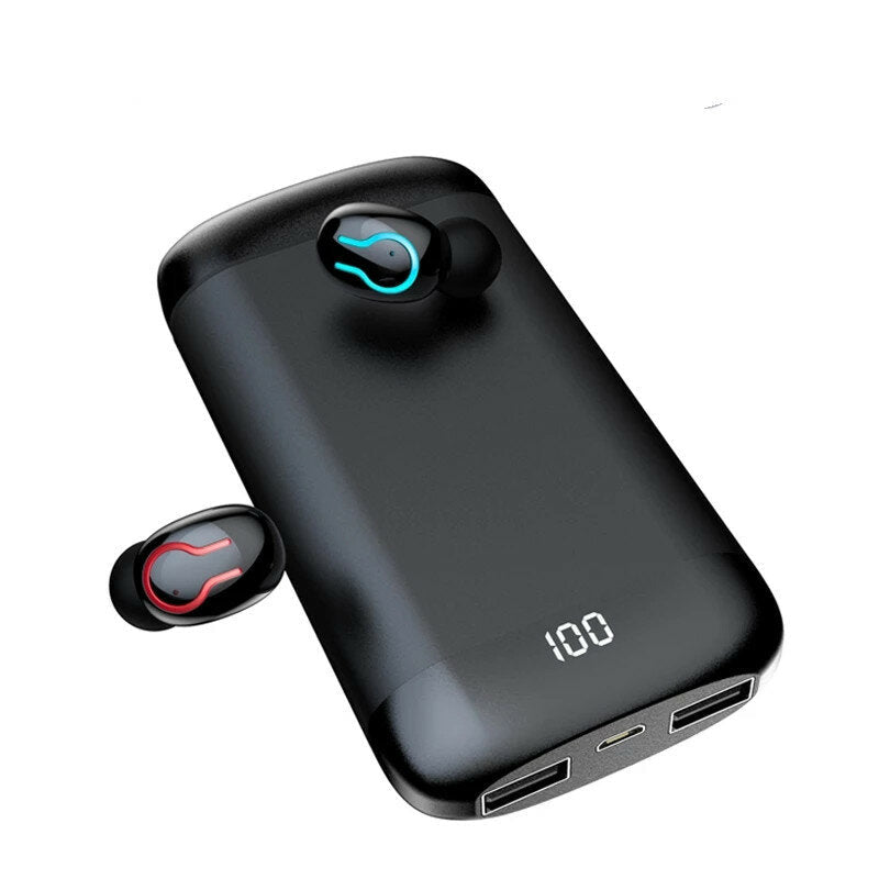 TWS Bluetooth Headset BT5.0 Wireless Headphone 6000mah Long Life Hi-Fi Stereo Powerful Bass Low latency Earphone with Mic