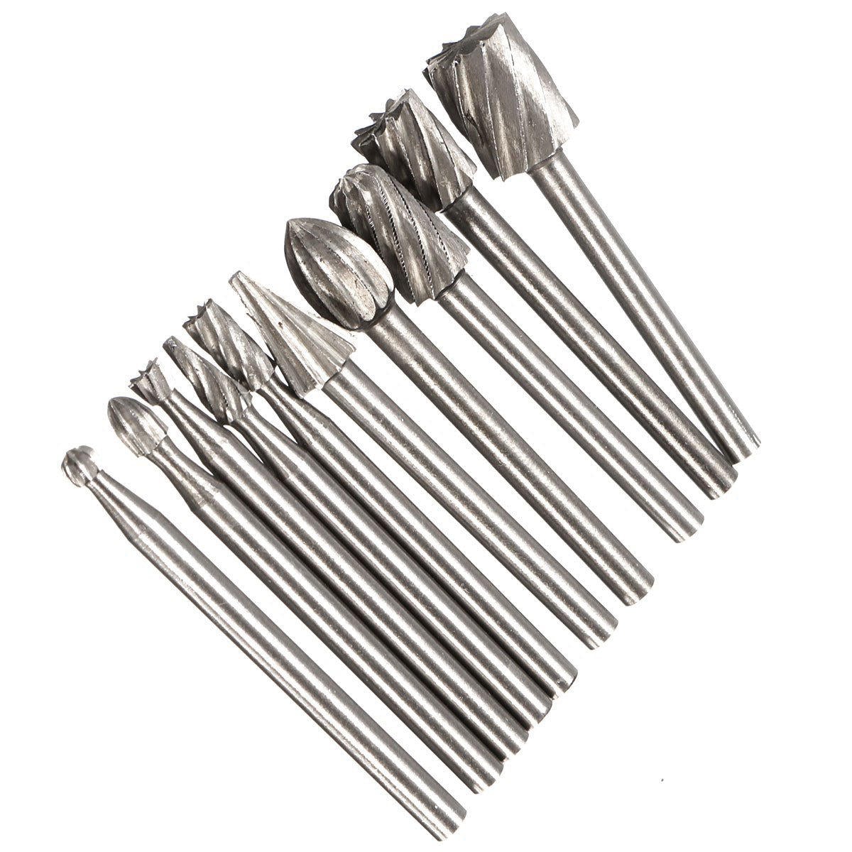 10pcs HSS Router Bit Burr For Dremel and Rotary Engraving Wood Working Tool