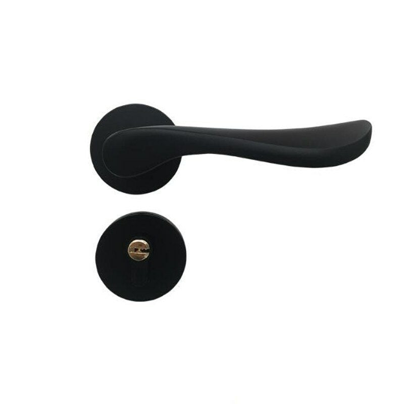Matte Black Aluminum Door Lock Mechanical Interior Handle Cylinder Lever Latch Home Security Mute Locker With Keys