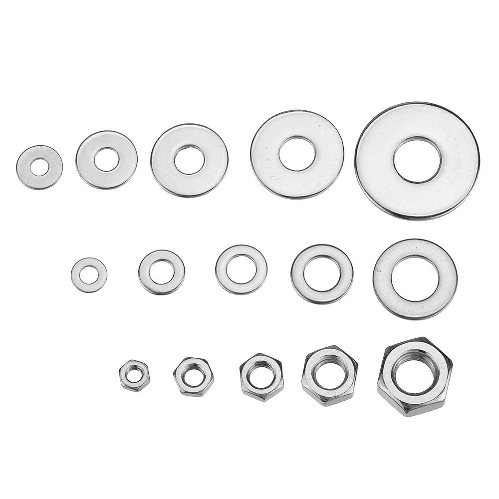 270Pcs Stainless Steel Flat Washer Fender Washer Hex Nut M3/M4/M5/M6/M8 Assortment Kit
