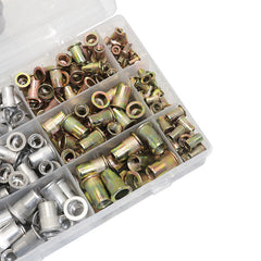 300Pcs Rivet Nuts Rivnut Color-plated Zinc and Aluminum Rivet Insert Nuts Assortment Kit