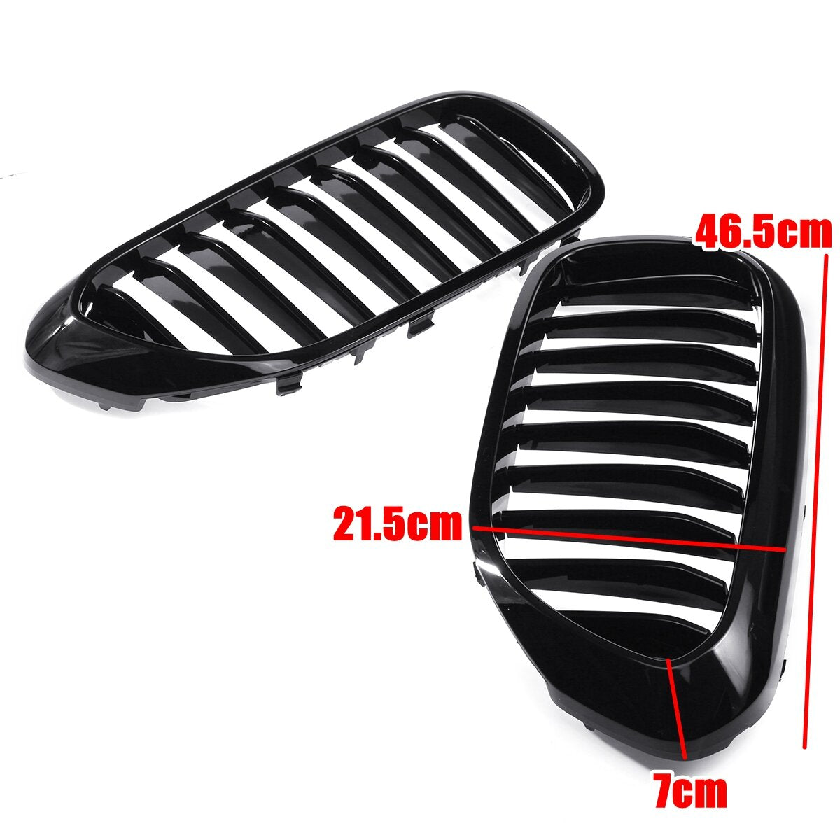 Pair Glossy Black Front Kidney Grill Grille For BMW 5 Series