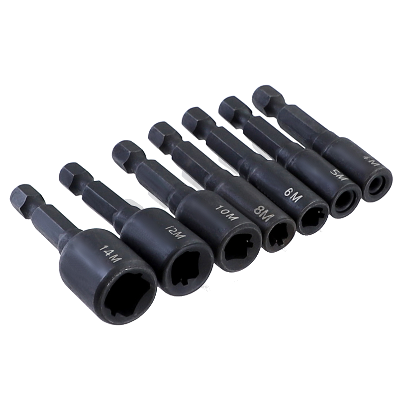 7Pcs M4-M14 Screw Tap Socket Adapter 1/4 Inch Hex Shank Machine Tap Square Driver Thread Tap Adapter for Electric Drill